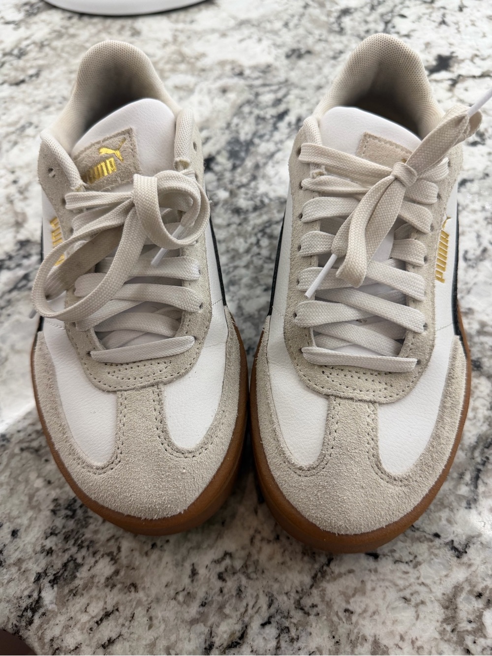 Puma White Black Low-Top Platform Sneakers with Gum Sole - Picture 13 of 13